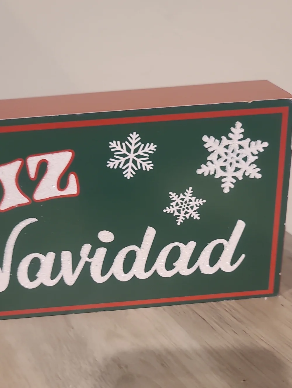Feliz Navidad Holiday Decorative Sign - Green and Red